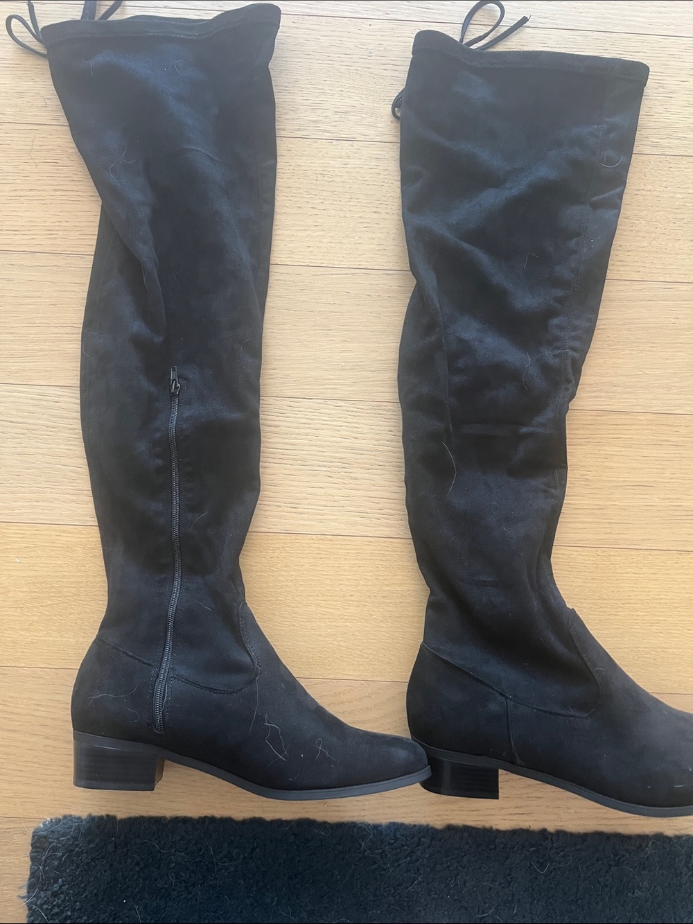 JustFab Black Over-the-Knee Suede Boots
